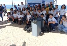 Praia dos Amores recebe mutirão de limpeza e educação ambiental com estudantes
